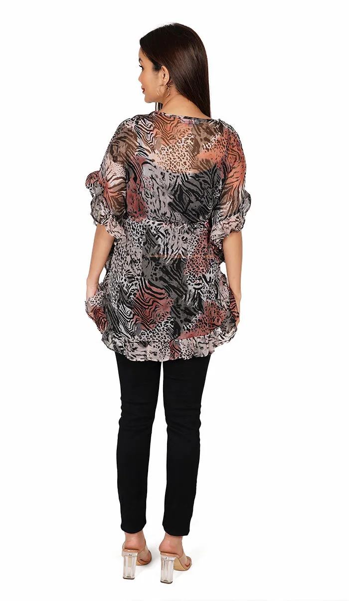 Abstract print Kaftan Style Top/ Swimsuit Cover Up Beach Dress