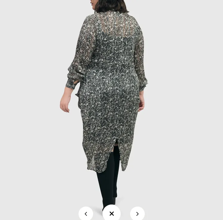 Alembika Dresses - FLORAL CRINKLE MIDI DRESS, IVORY/BLACK FINAL SALE ITEM