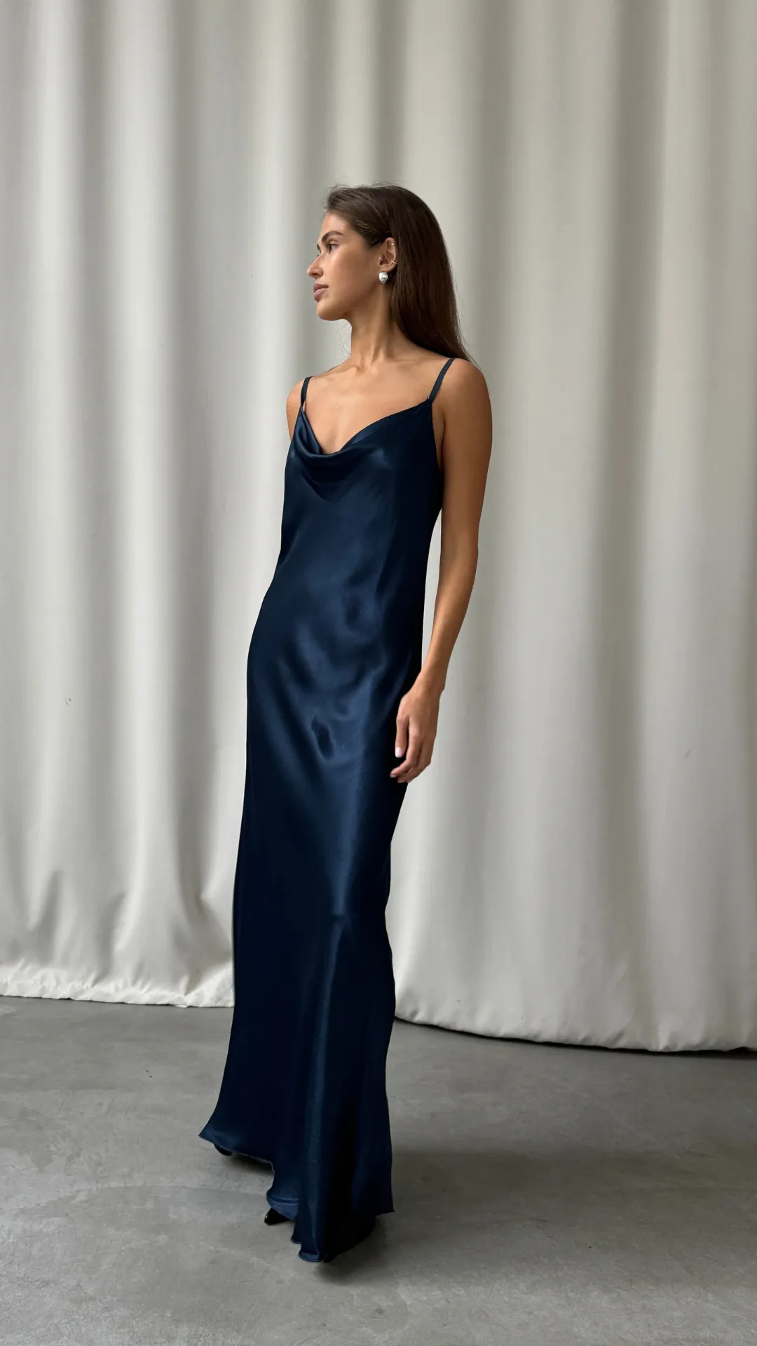 ALENA SATIN DRESS - DEEP NAVY