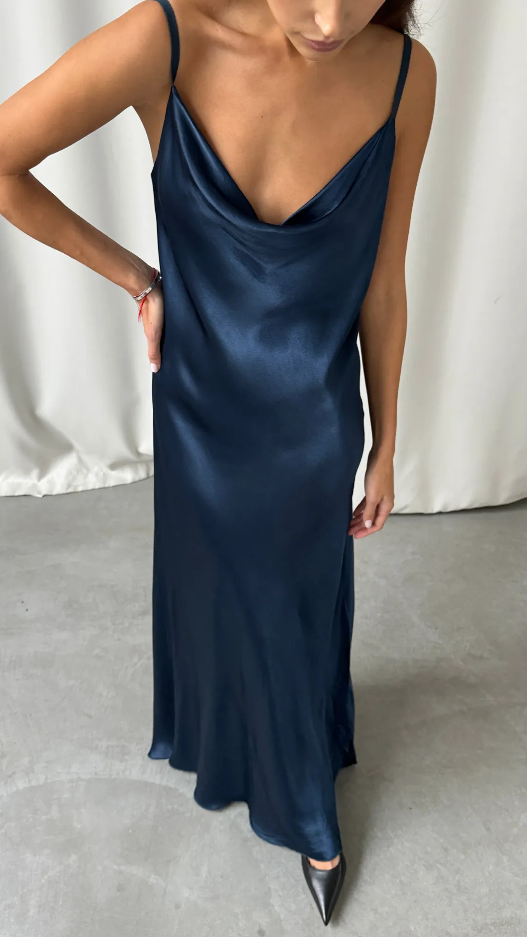 ALENA SATIN DRESS - DEEP NAVY