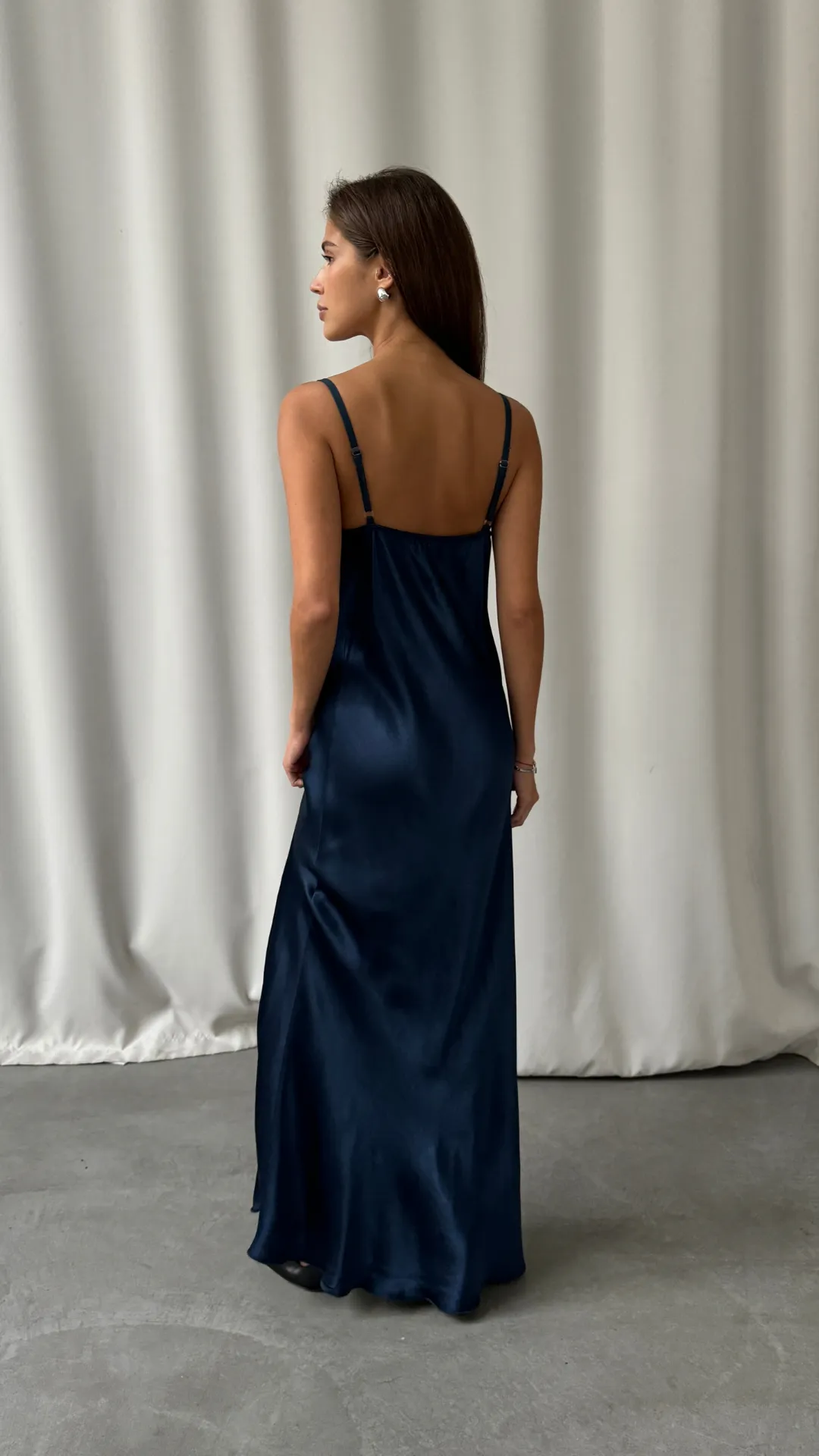 ALENA SATIN DRESS - DEEP NAVY