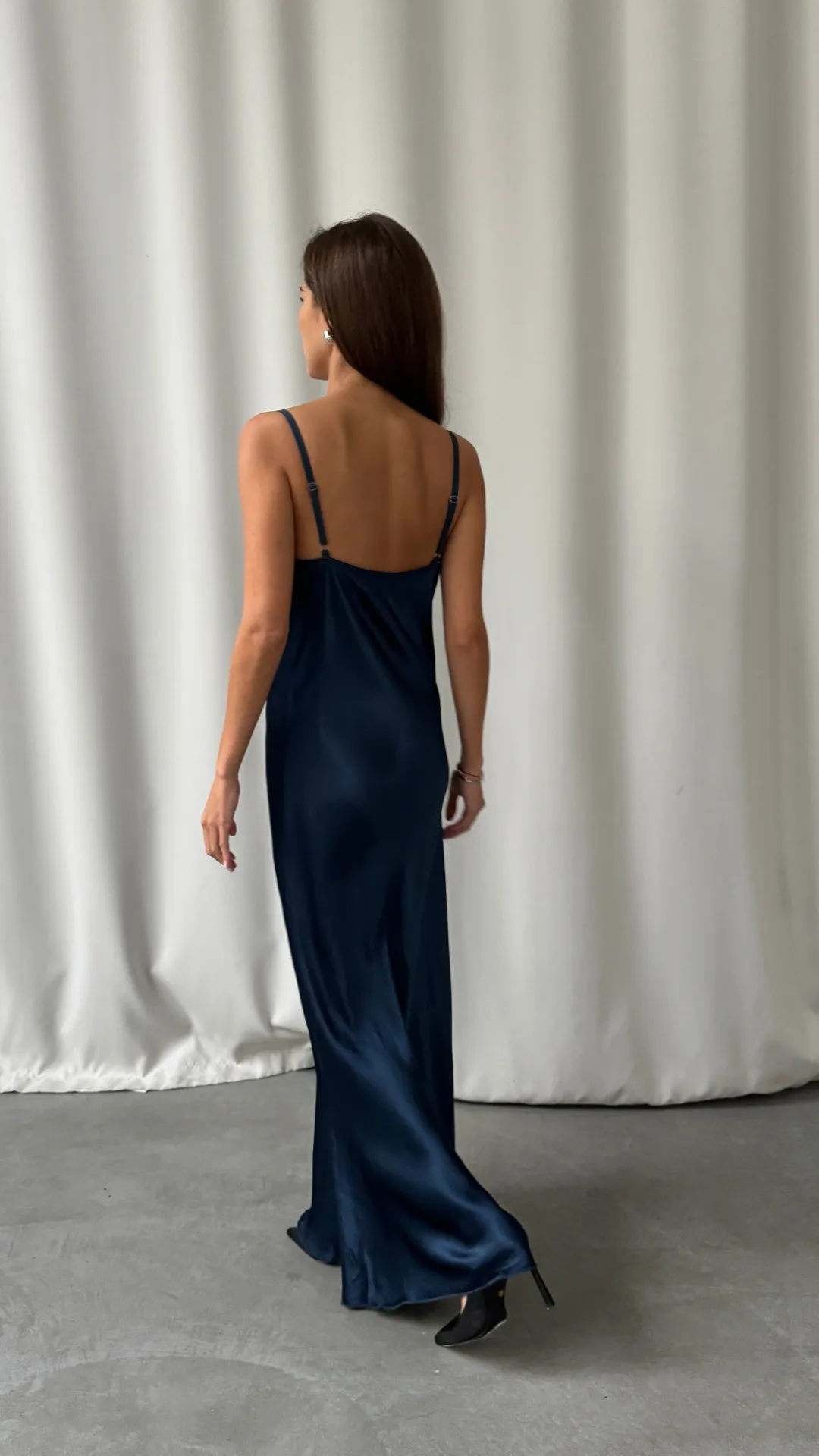 ALENA SATIN DRESS - DEEP NAVY