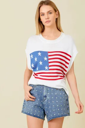 American Flag Sweater Top IVORY