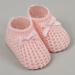 Baby Girls Pink Knitted Booties Newborn to 6 months