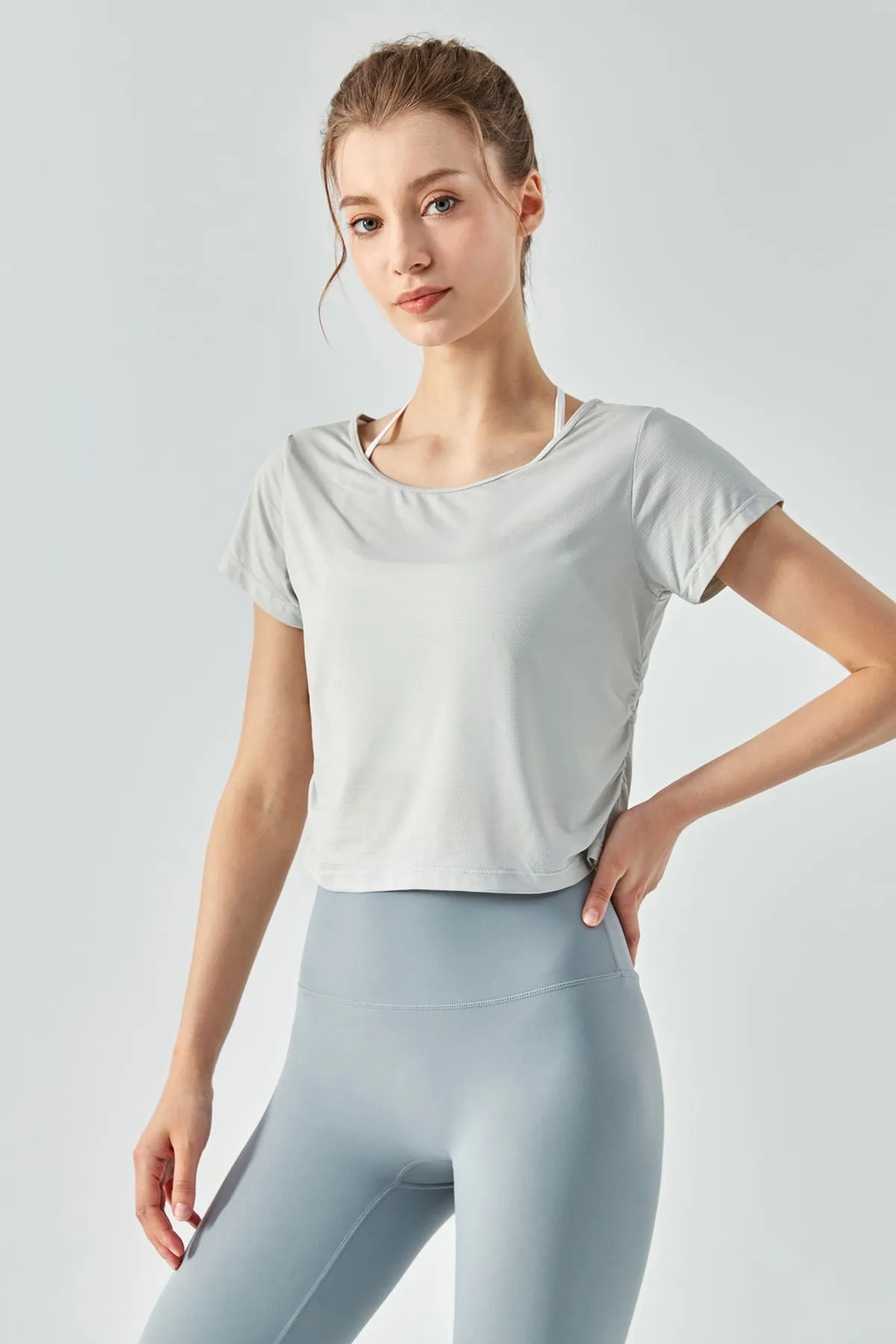 Back Cut-Out Short Sleeve Blouse