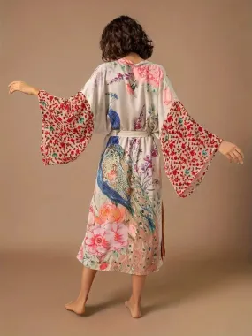 Beach Ready Peacock Print Wrap Robe