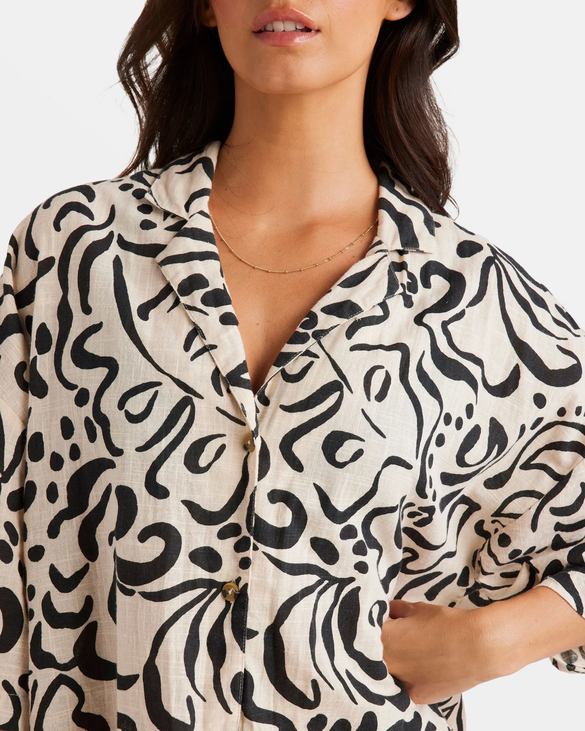 Beach Side Oversized Shirt - Dove