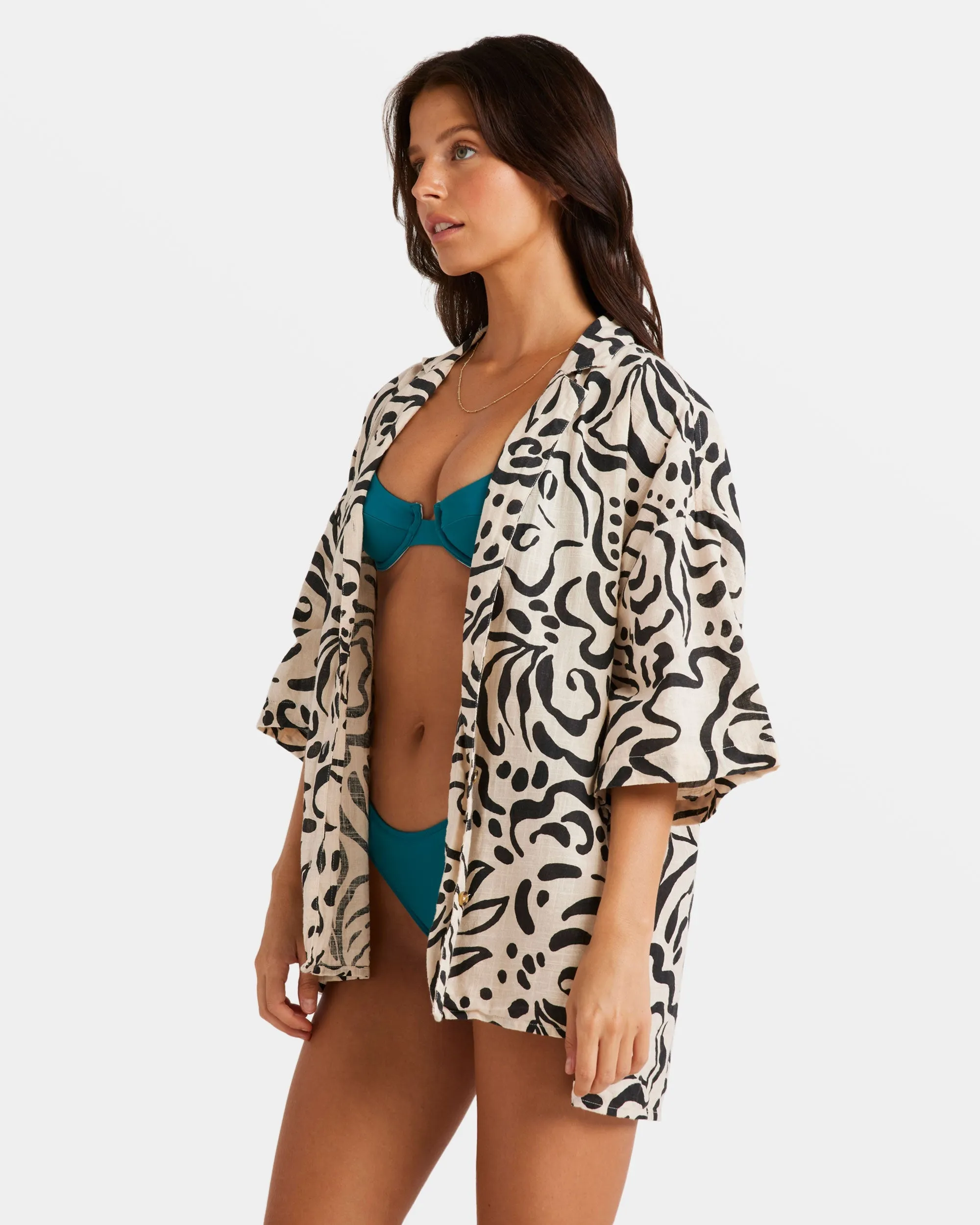 Beach Side Oversized Shirt - Dove