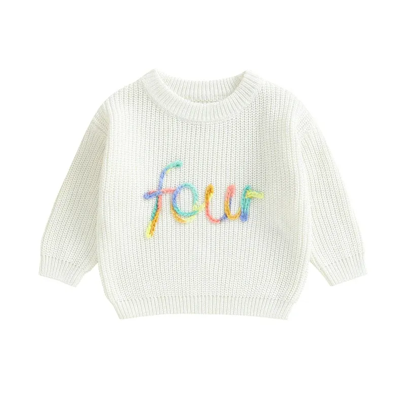 Birthday Rainbow Embroidery Toddler Sweater