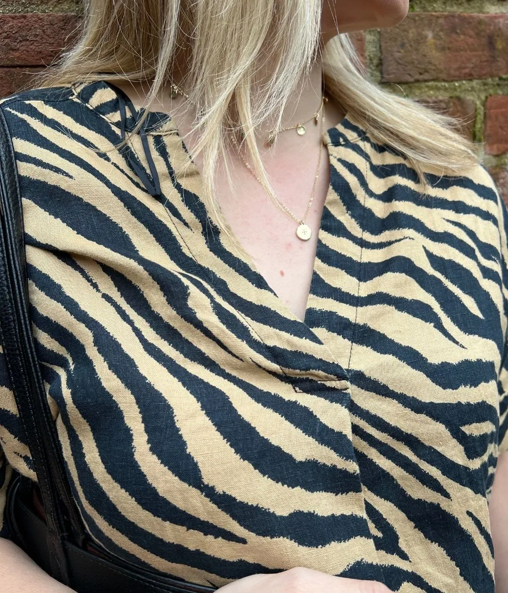 Black & Brown Animal Print Linen Top