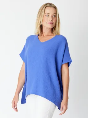 Bubble Cotton Kimono Top - Wedgewood - 29381
