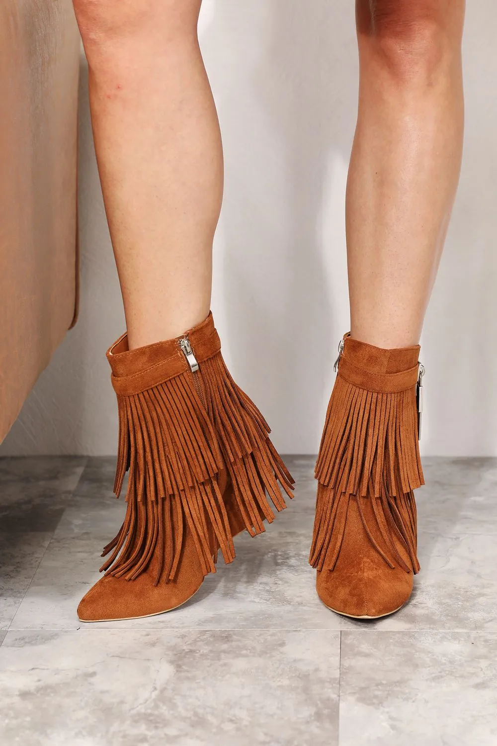 Candace Tassel Wedge Heel Ankle Booties