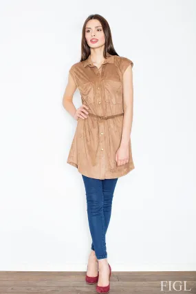 Chic Chambray Dress with Dramatic Winged Sleeves and Smocked Accents - Effortless Style
