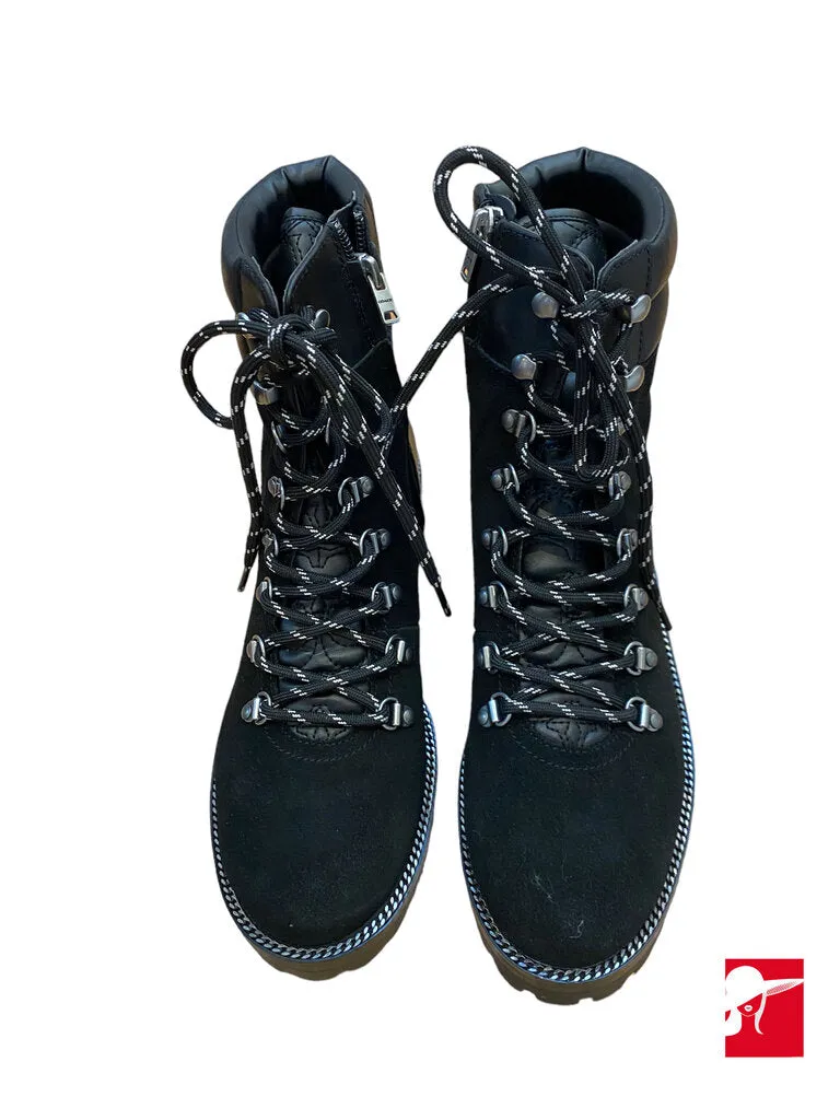 Coach Lorren lace-up combat booties, leather/suede NIB Size 9B