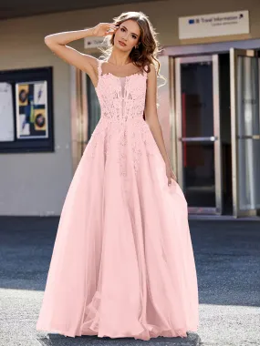 Corset Bodice A Line Tulle Gown Dusty Rose