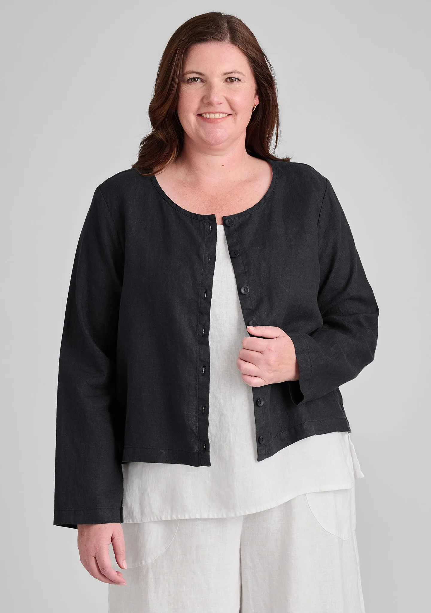 Cute Cardigan - Long Sleeve Linen Blouse