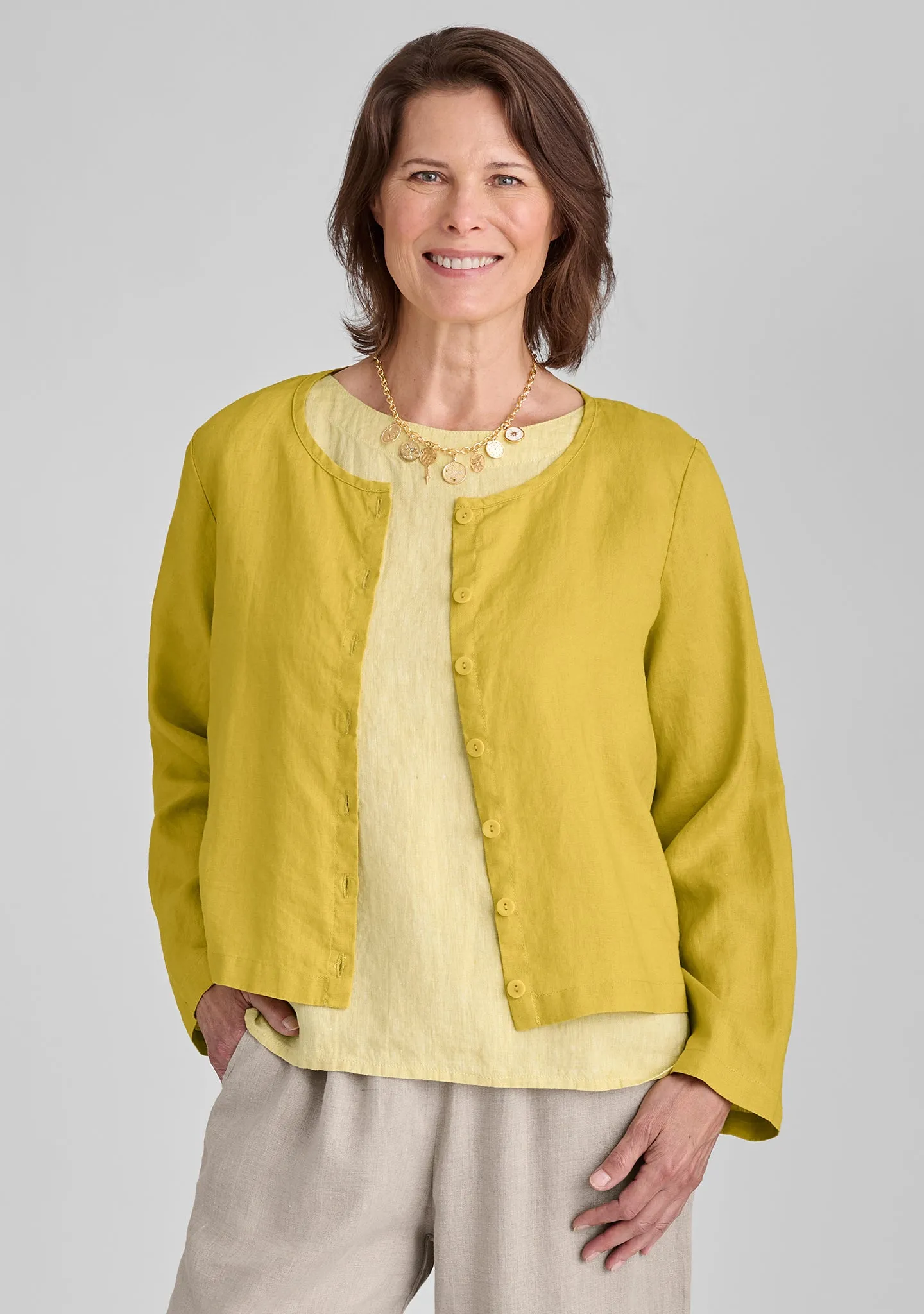 Cute Cardigan - Long Sleeve Linen Blouse