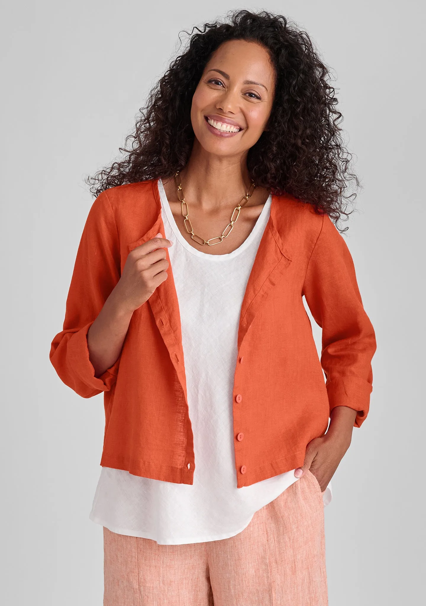 Cute Cardigan - Long Sleeve Linen Blouse