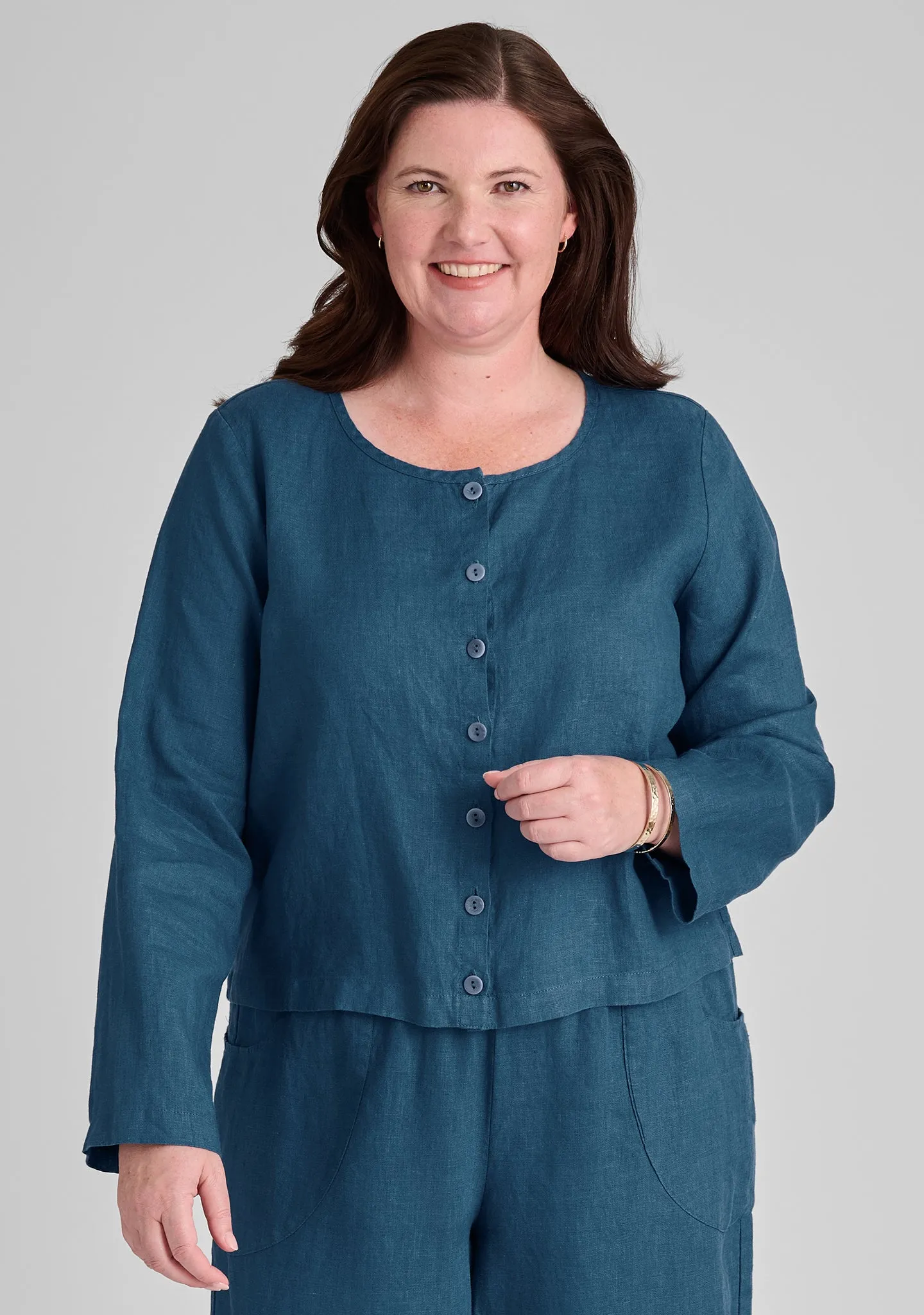 Cute Cardigan - Long Sleeve Linen Blouse
