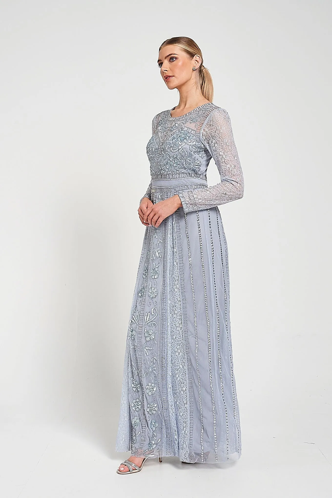 Daphne Grey Embellished Maxi Dress