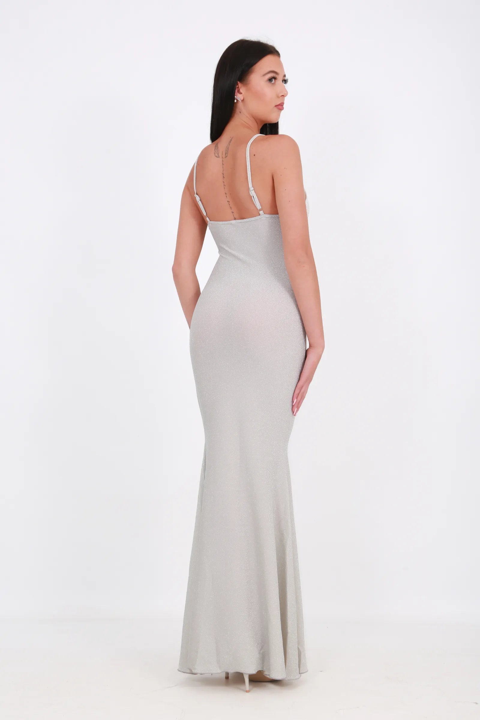 Destiny Spaghetti Maxi dress - Silver- Miss Molly Brand
