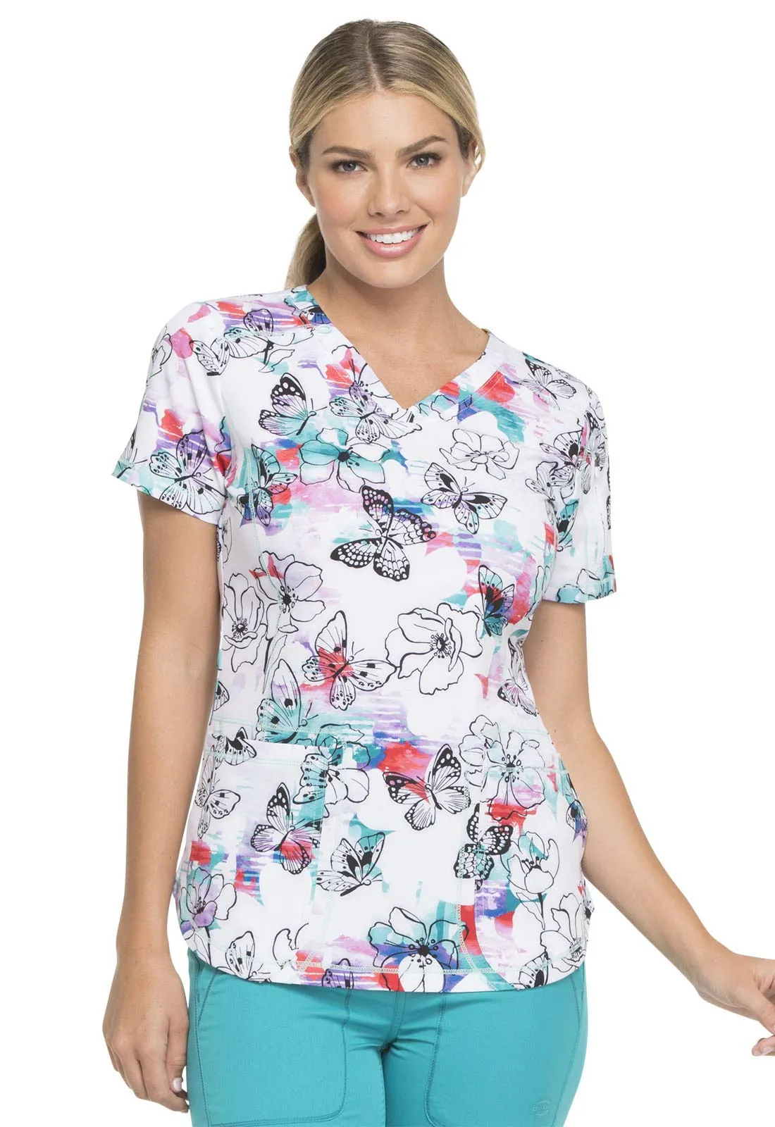 Dickies Dynamix Womens Tops, Athletic-Inspired V-Neck Scrub Top with Four-Way Stretch and Moisture Wicking DK730