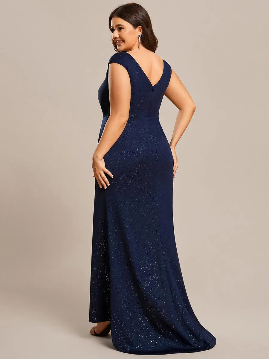 Elegant V-neck Mermaid Wedding Mother Dress with Front Slit