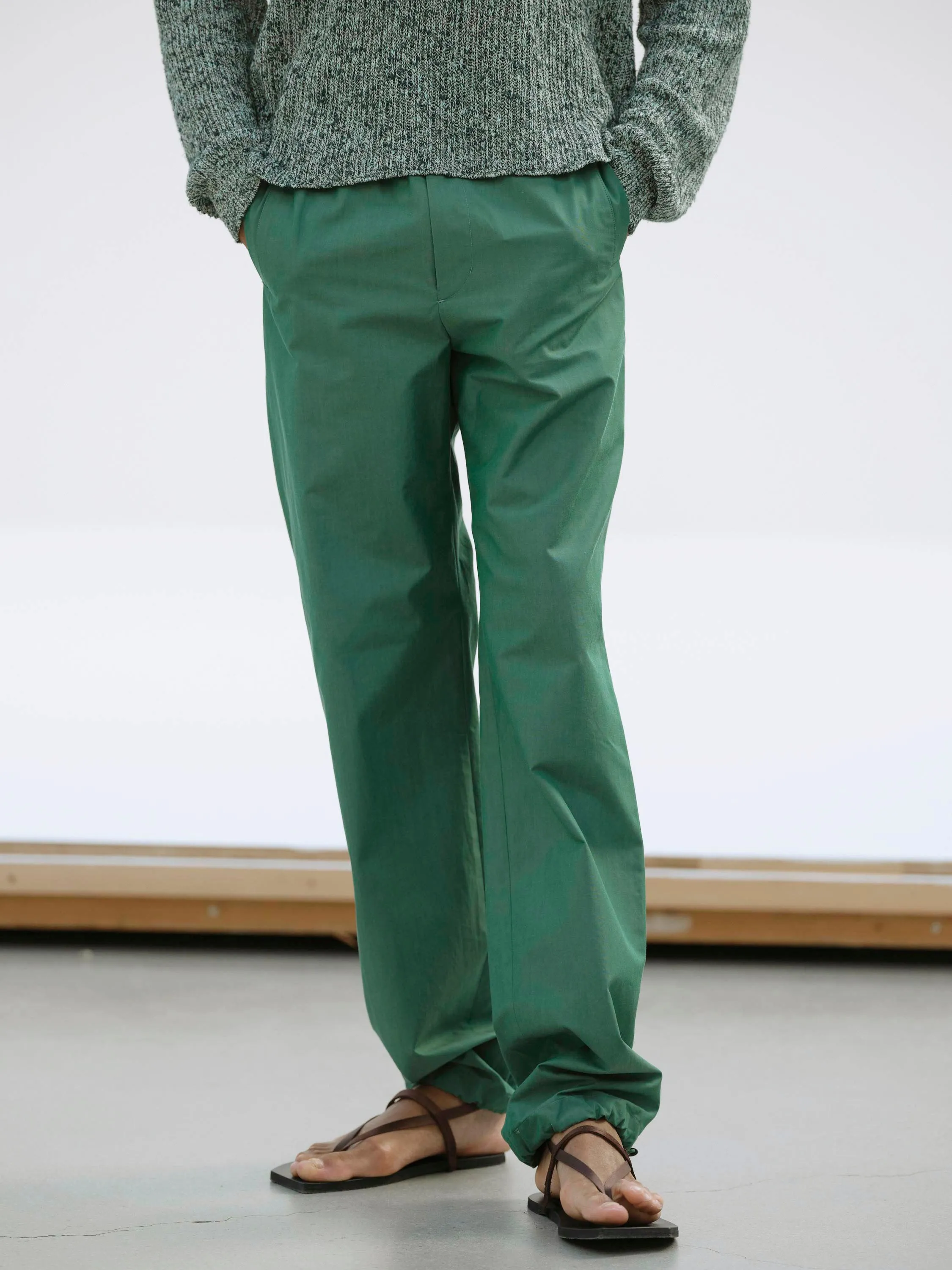 Finx Tussah Chambray Easy Pants - Brown Chambray