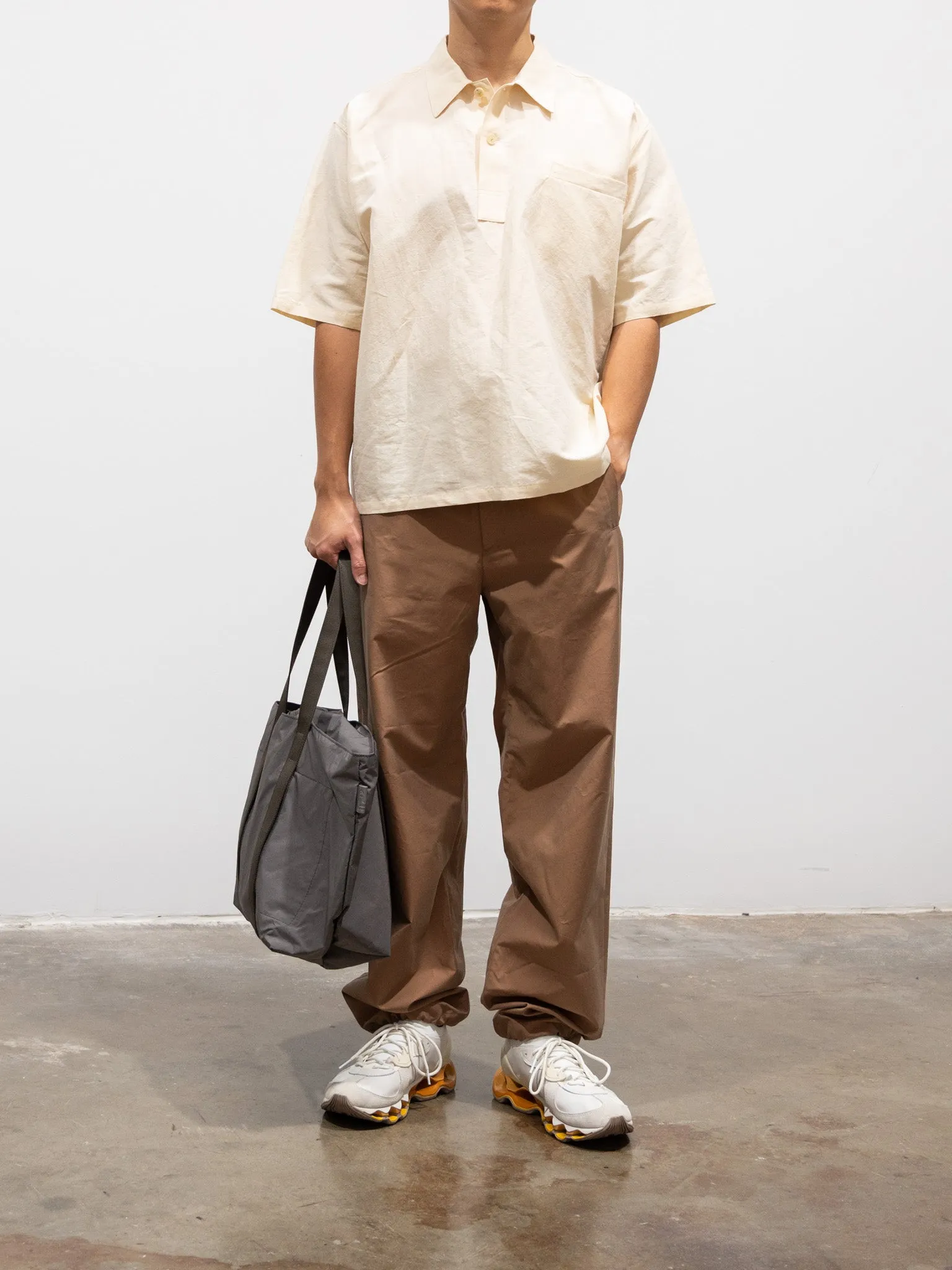 Finx Tussah Chambray Easy Pants - Brown Chambray