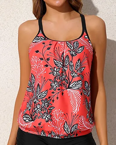 Flattering Blouson Tankini Women's Loose Fit Swimwear Top with No Bottom
