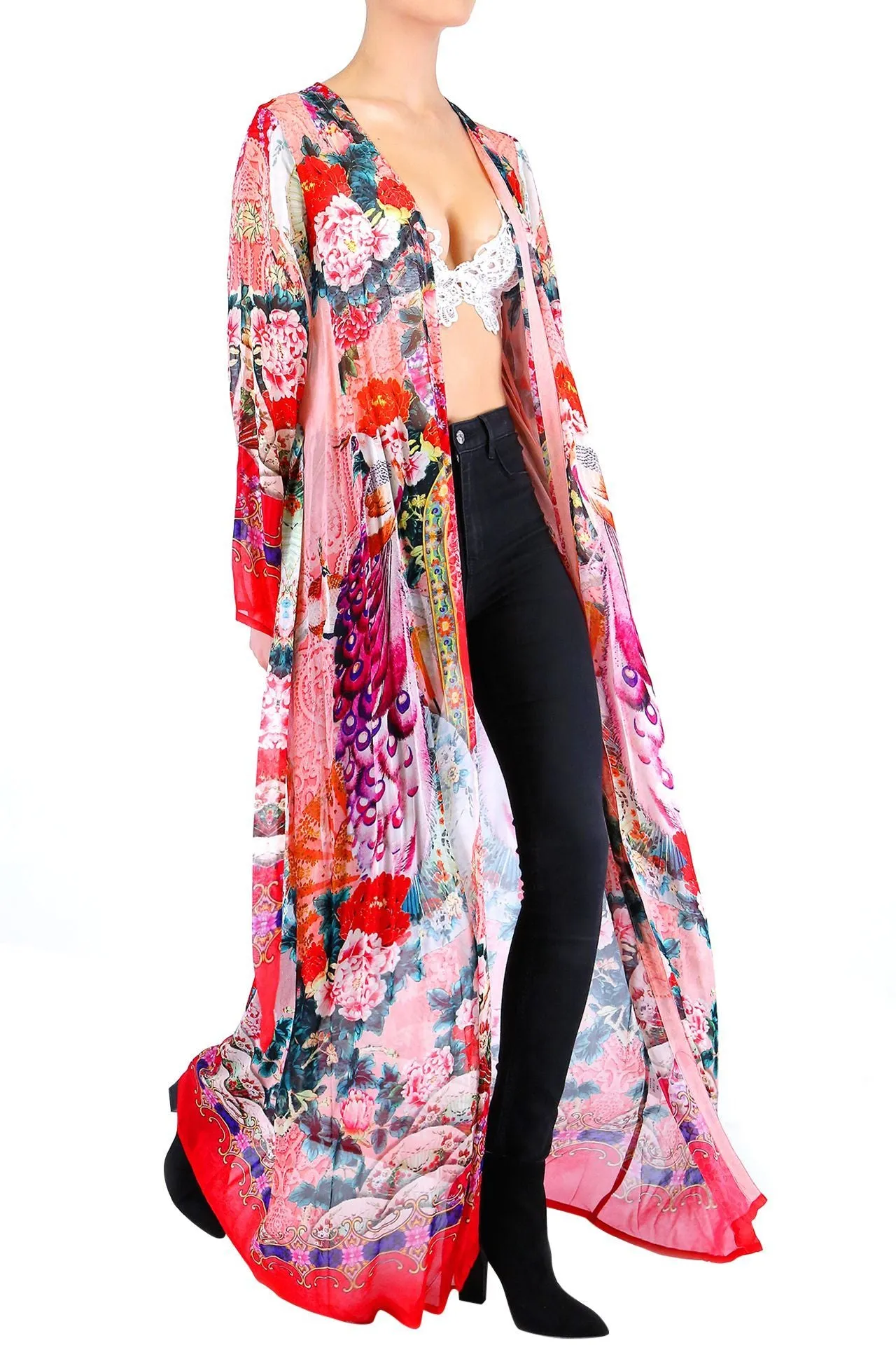 Floral Print Duster Jacket