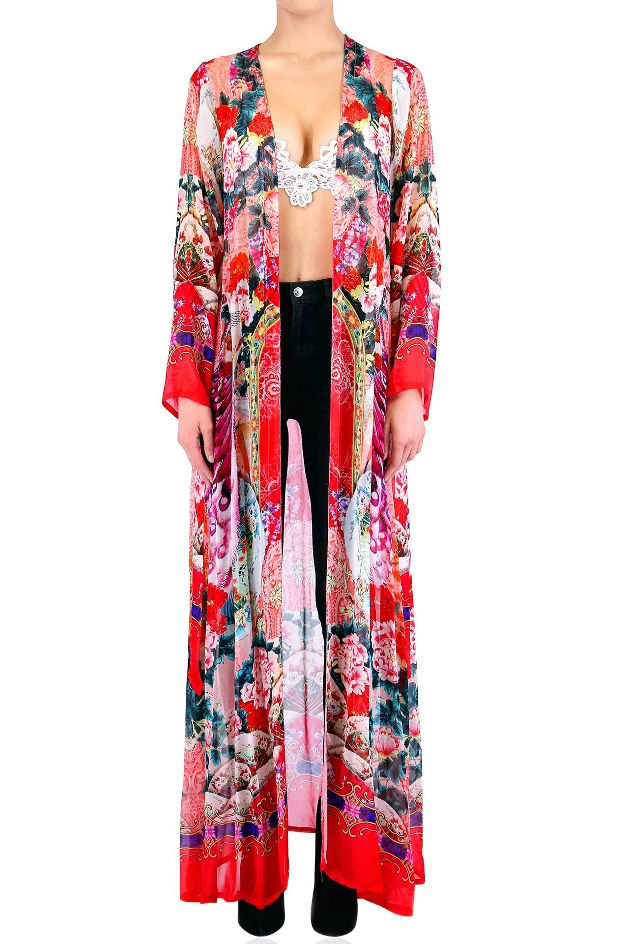 Floral Print Duster Jacket