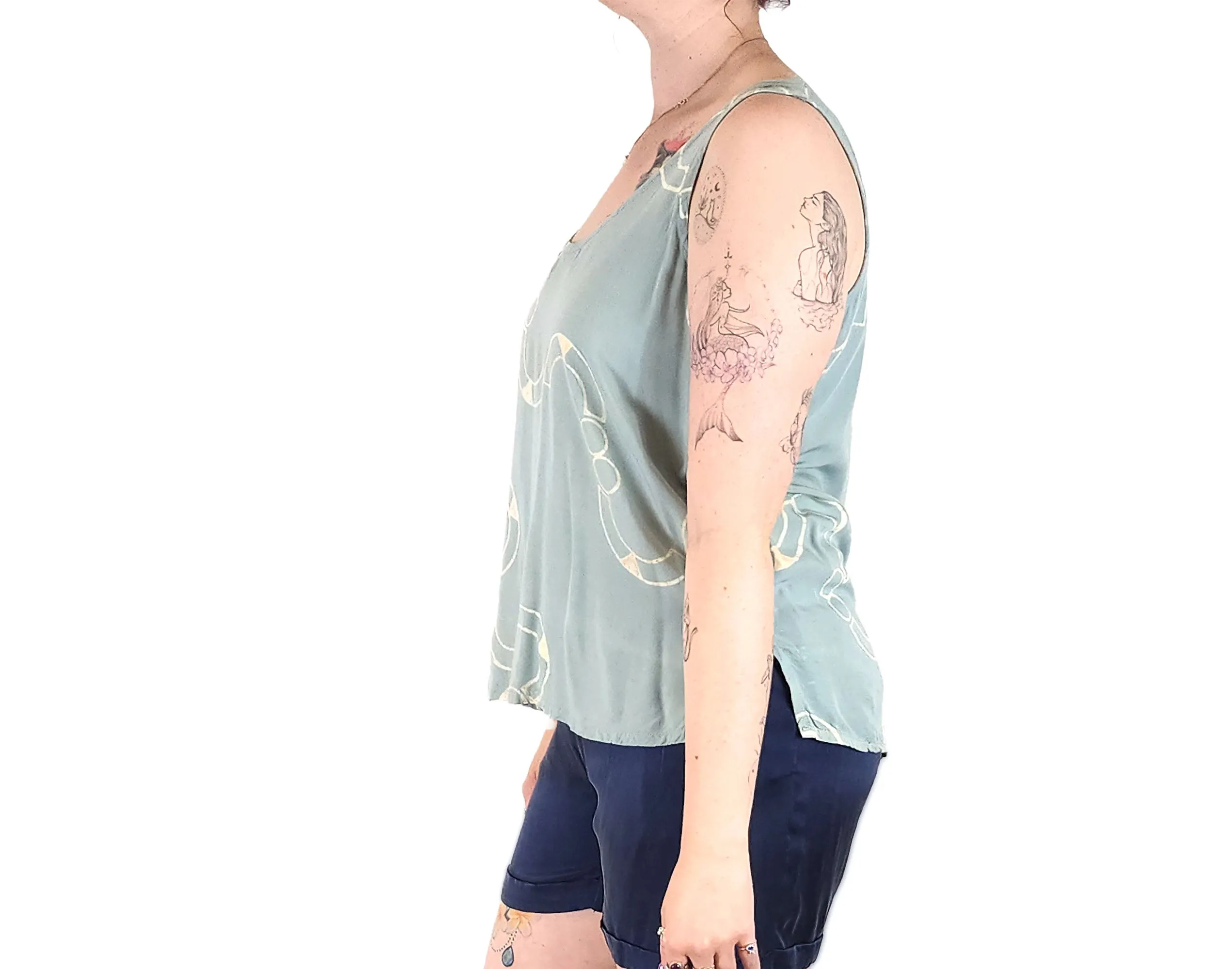 Frank & Dolly's blue unique print top size 12