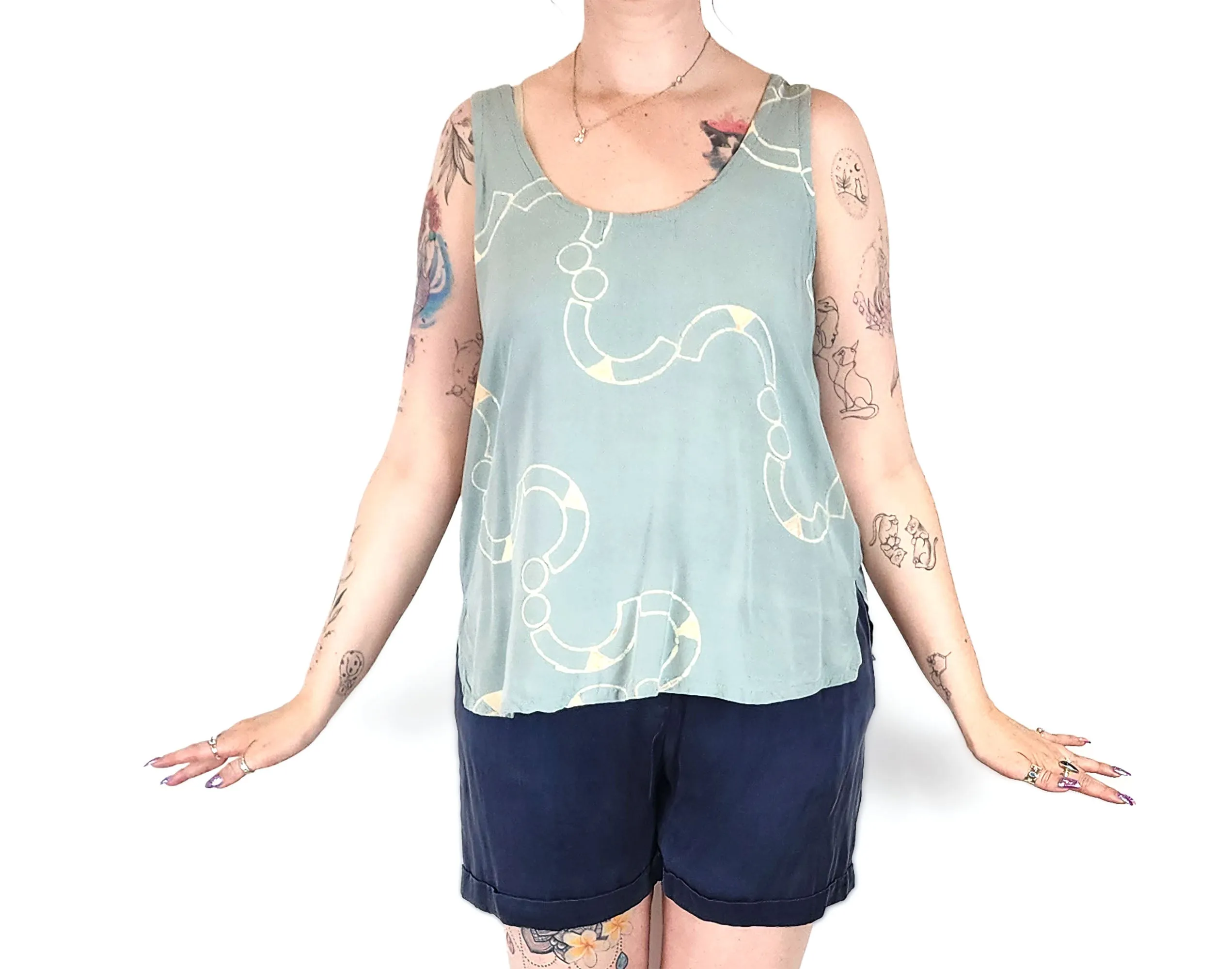 Frank & Dolly's blue unique print top size 12