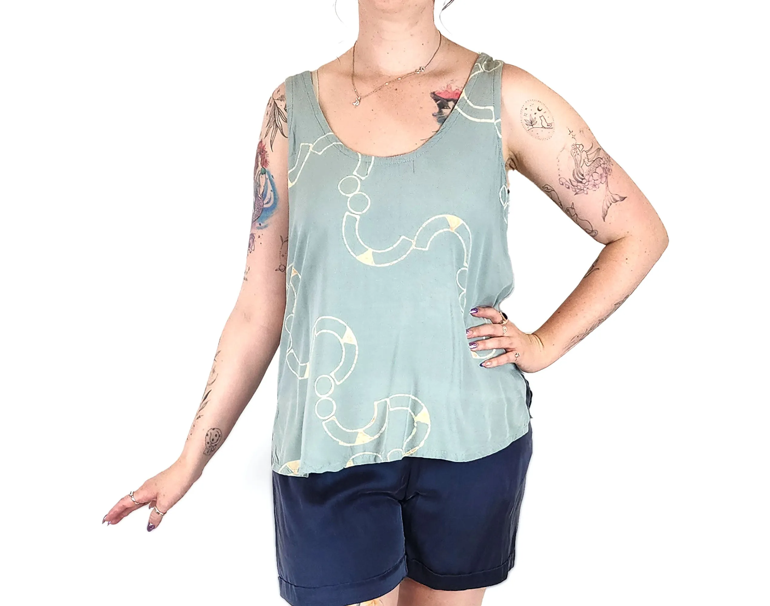 Frank & Dolly's blue unique print top size 12