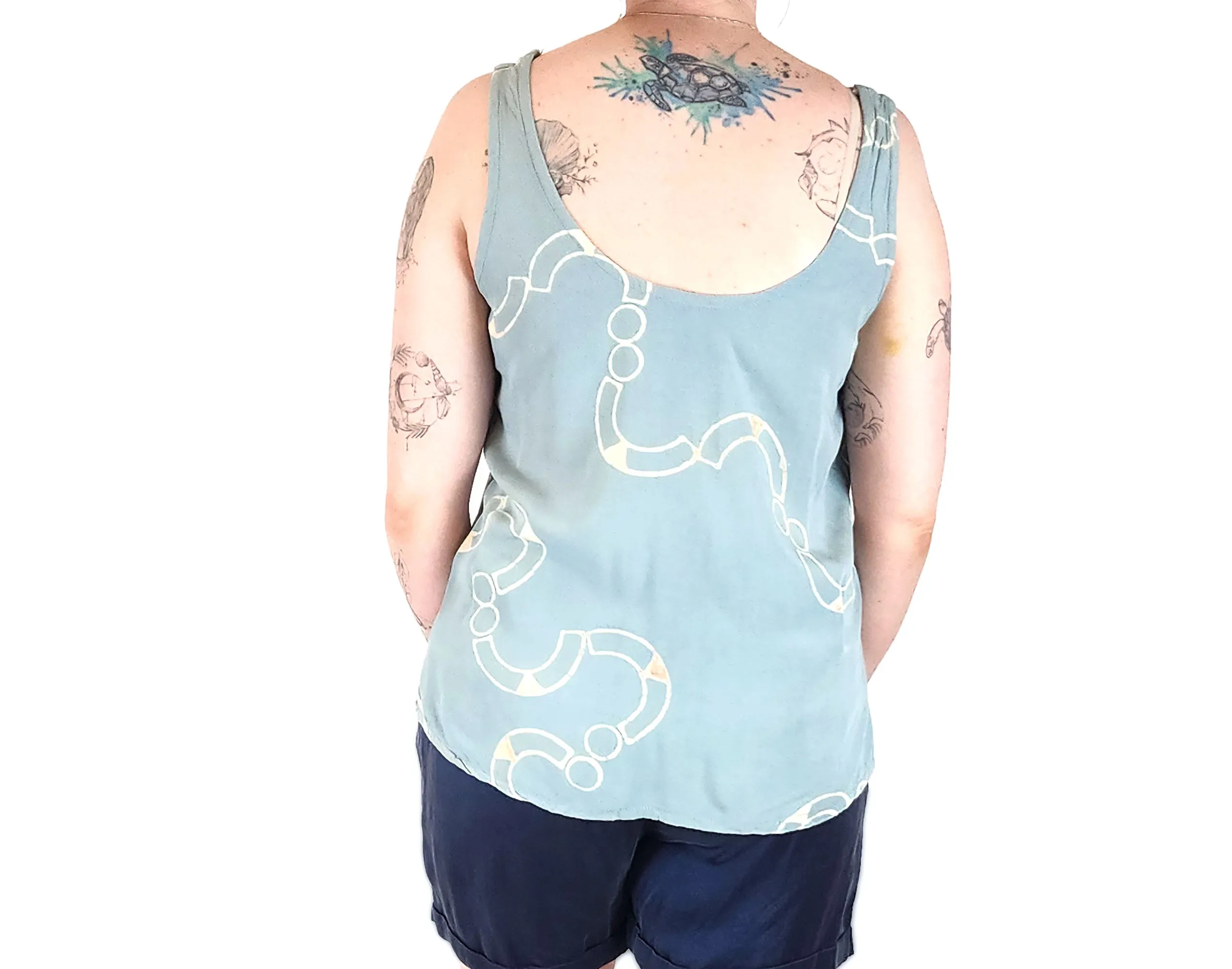 Frank & Dolly's blue unique print top size 12