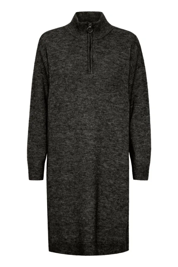 Fransa Knitted Dress Charcoal Grey