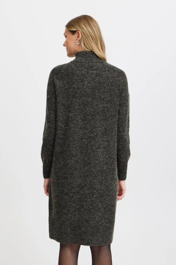 Fransa Knitted Dress Charcoal Grey