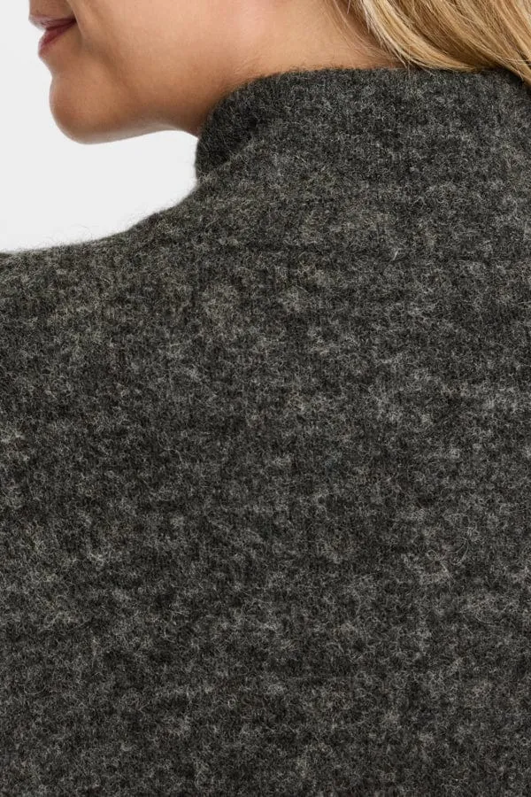 Fransa Knitted Dress Charcoal Grey