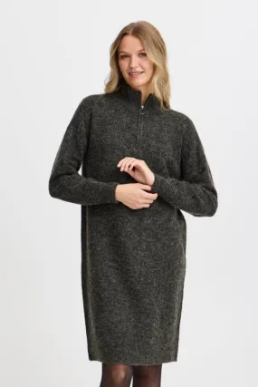 Fransa Knitted Dress Charcoal Grey