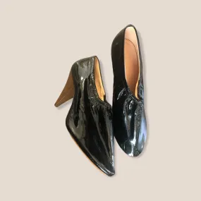 French Designer black patent booties NWT in box
