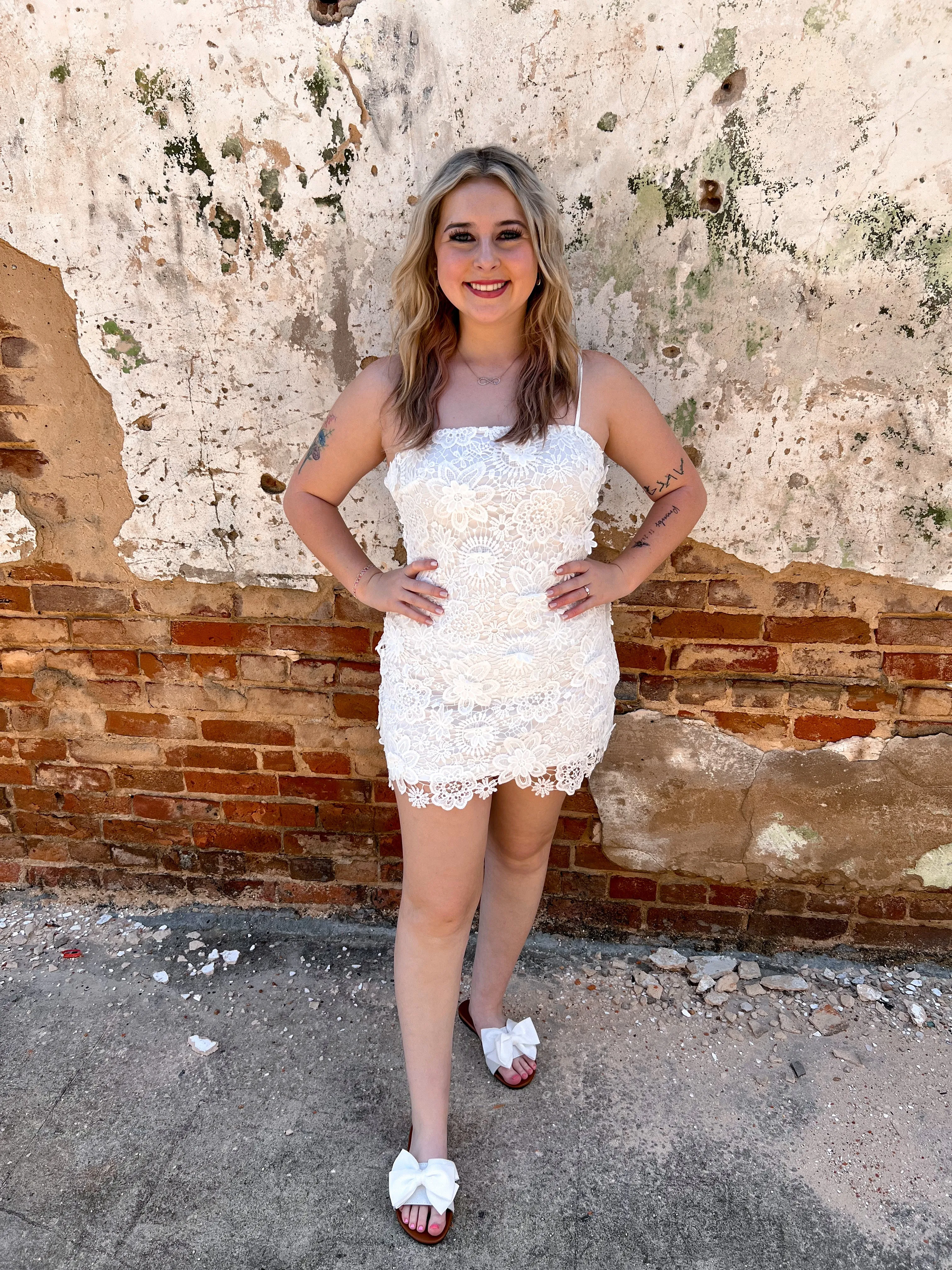 Heather Floral Print White Dress