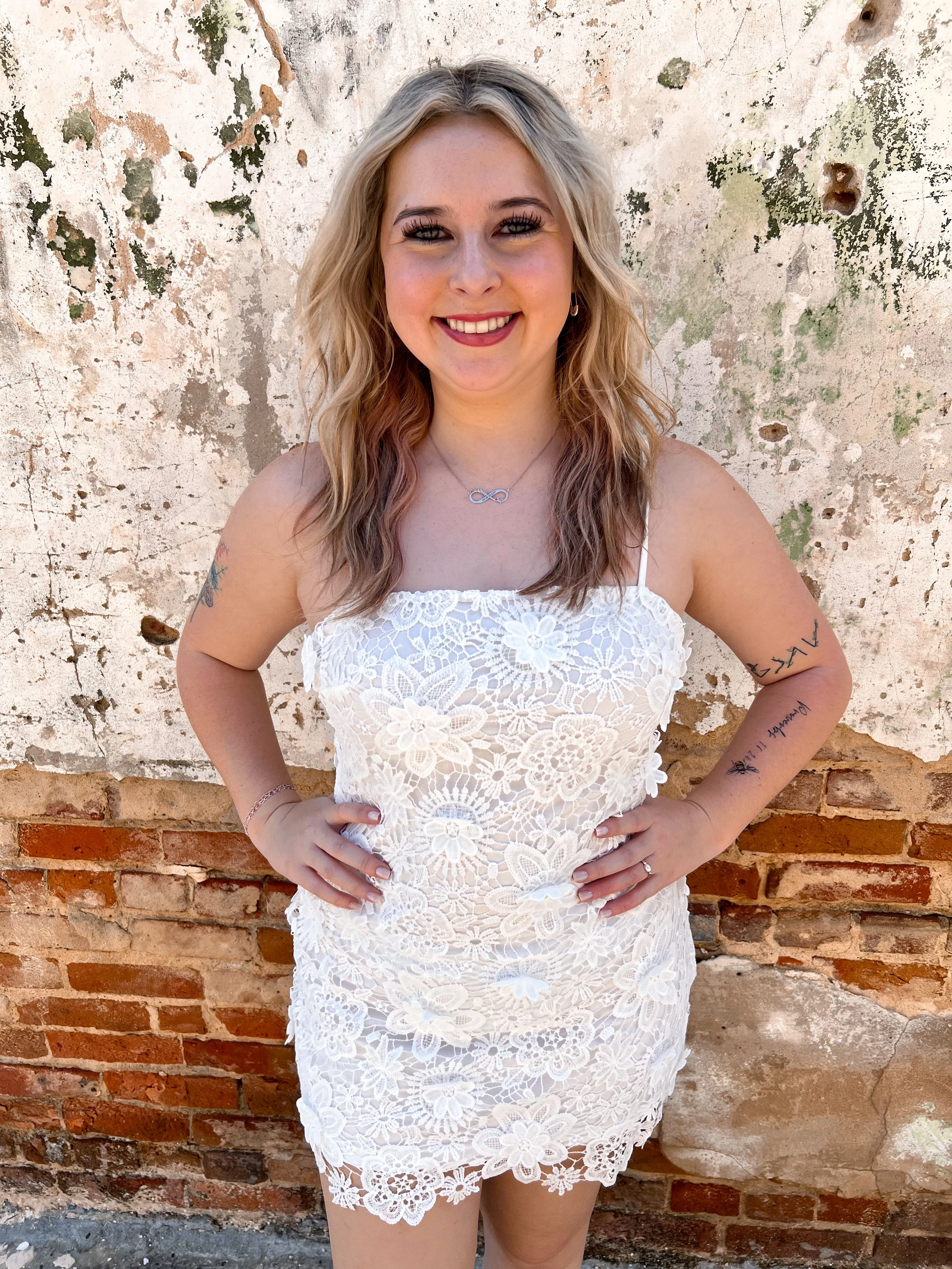 Heather Floral Print White Dress