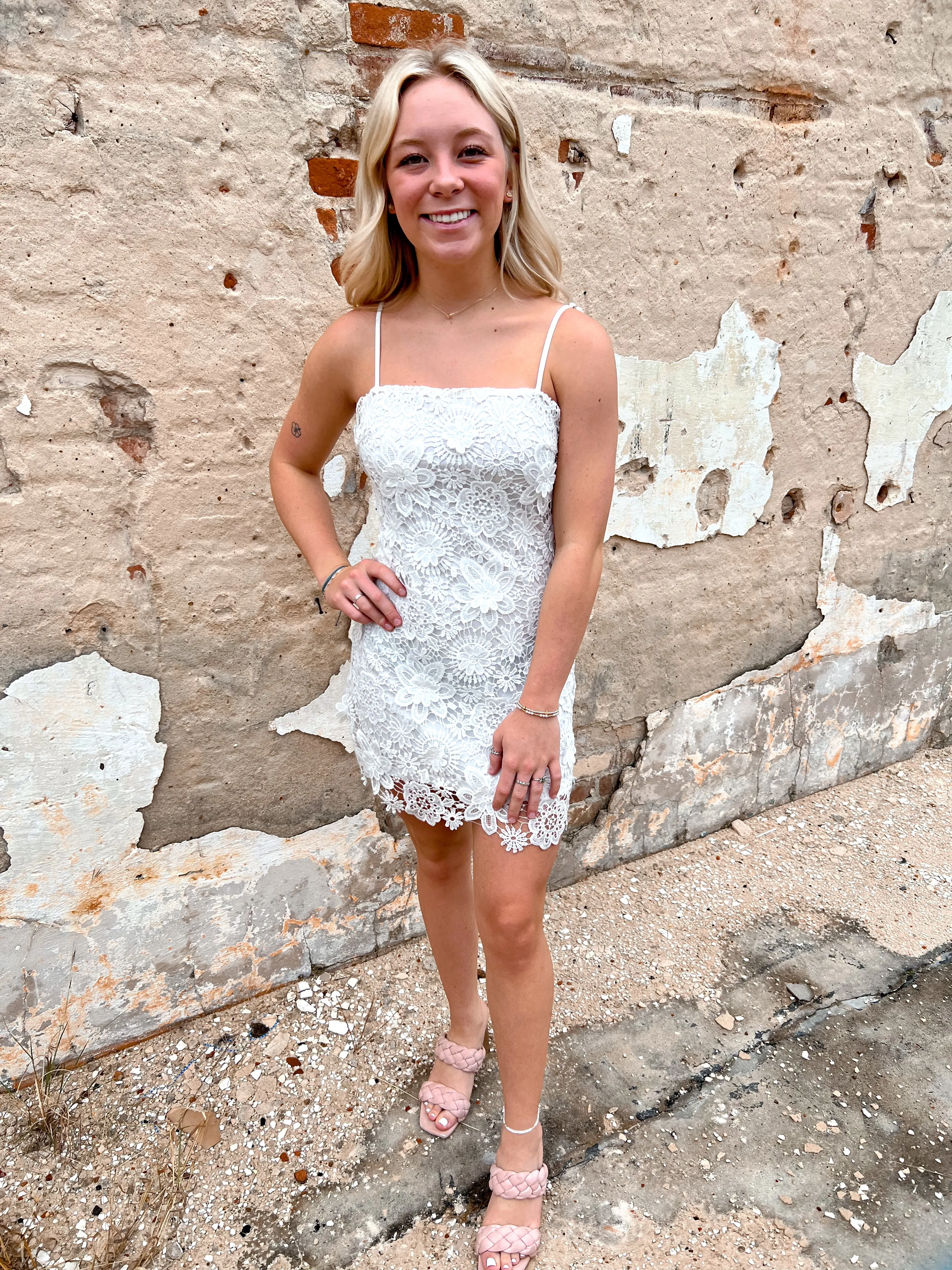 Heather Floral Print White Dress