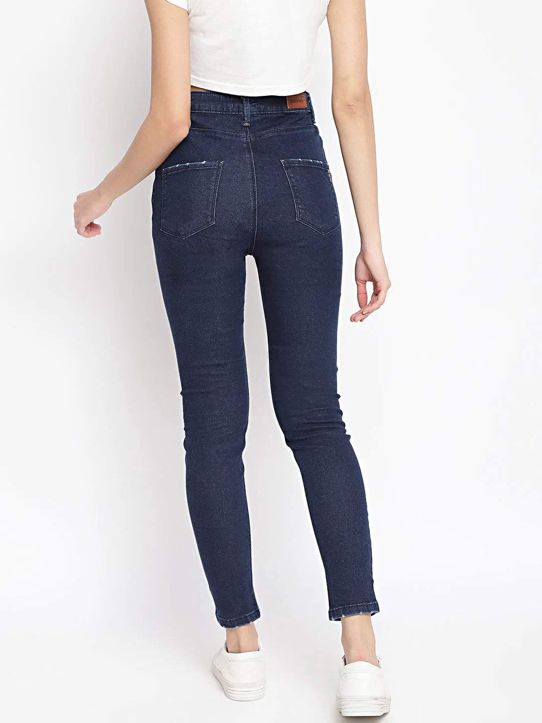 High Distressed Slim Fit Jeans