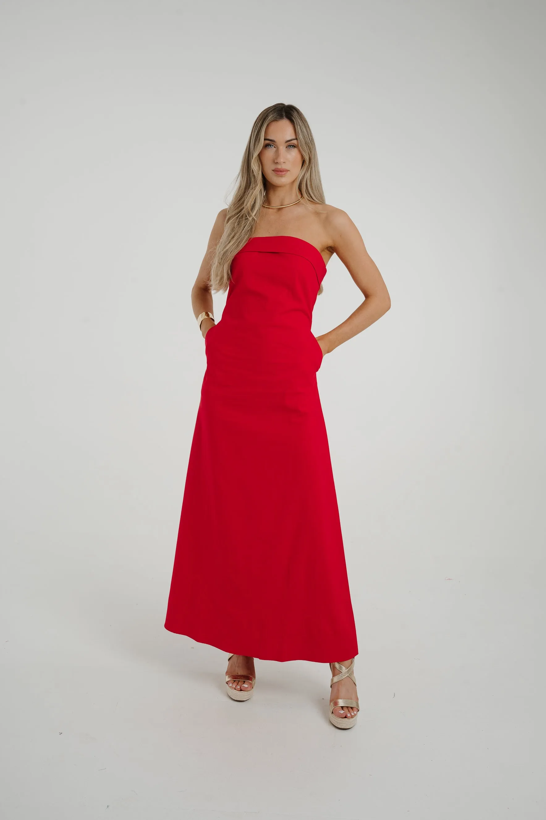 Holly Bandeau Maxi Dress In Red