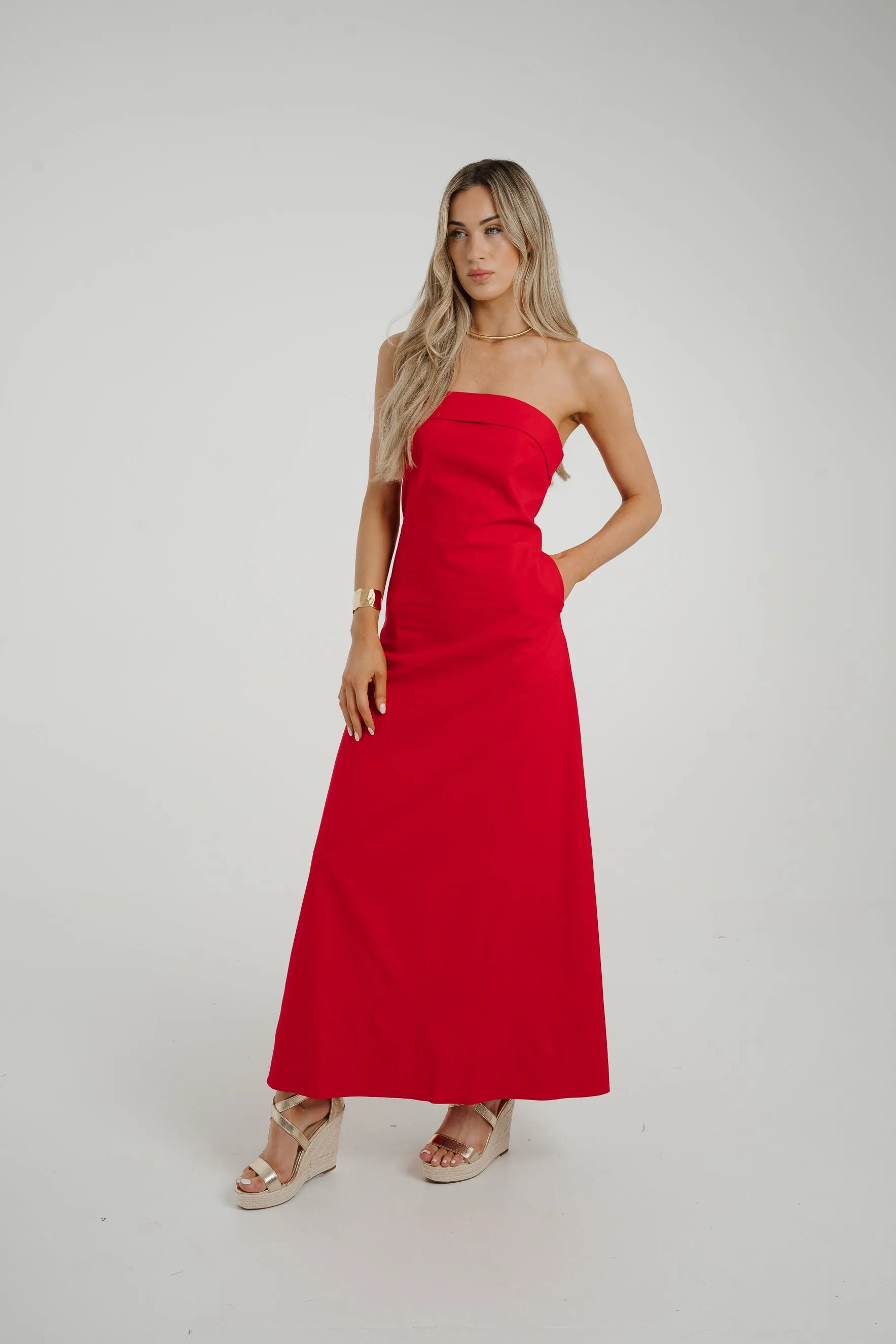 Holly Bandeau Maxi Dress In Red