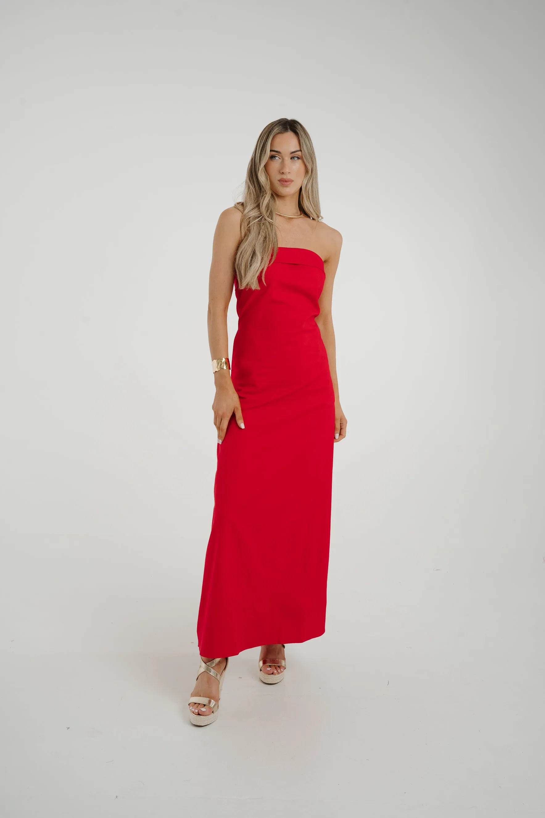 Holly Bandeau Maxi Dress In Red