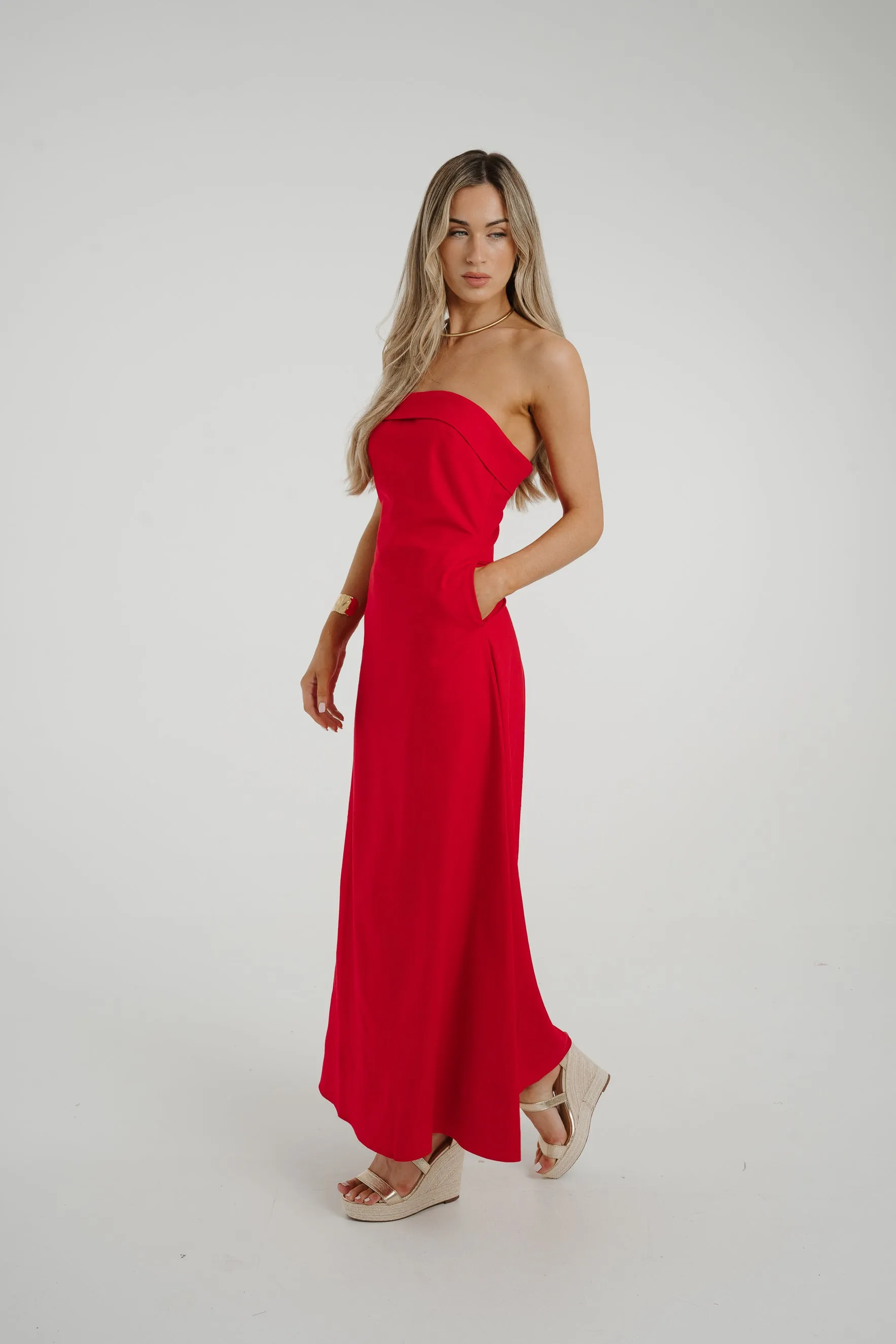 Holly Bandeau Maxi Dress In Red