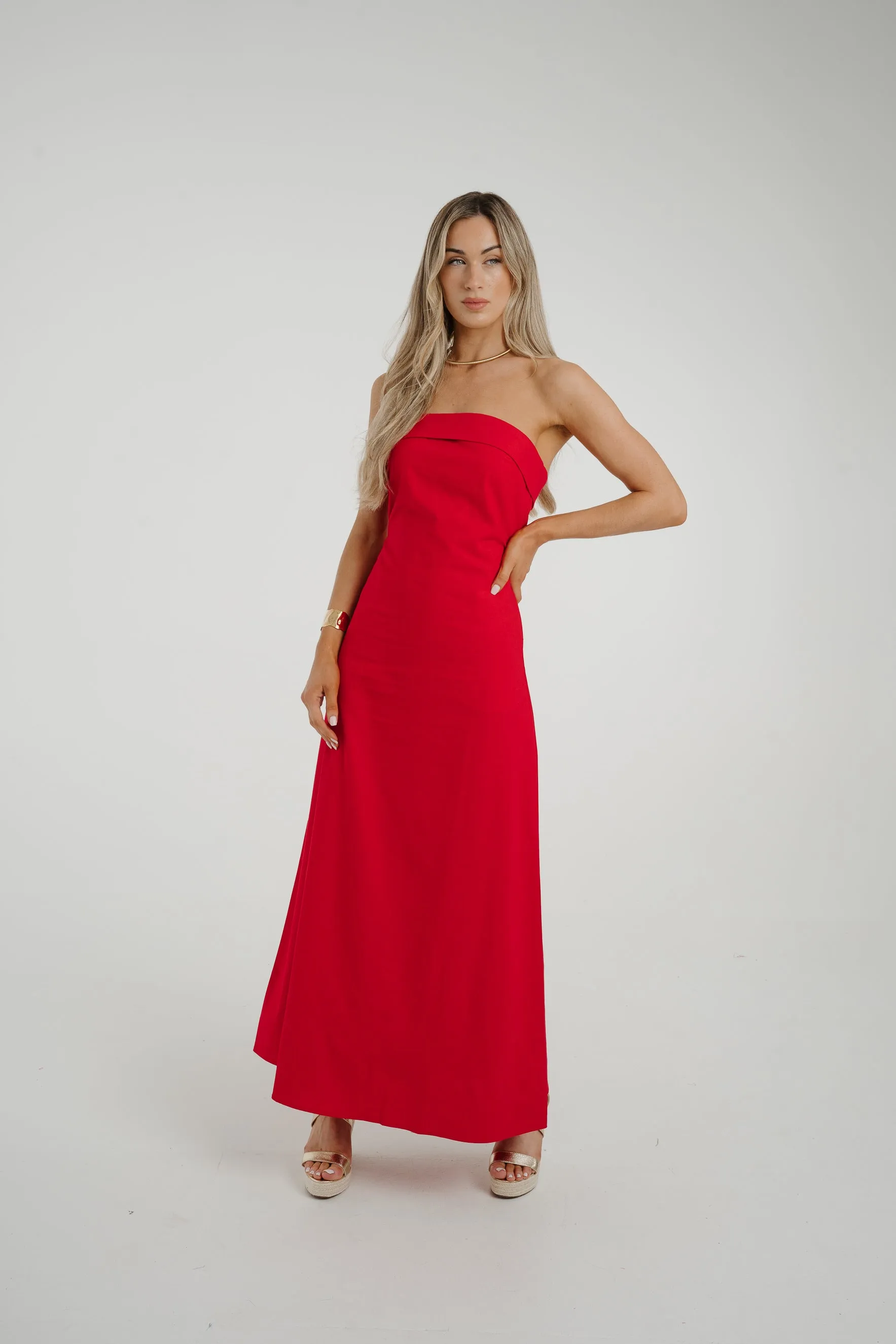 Holly Bandeau Maxi Dress In Red